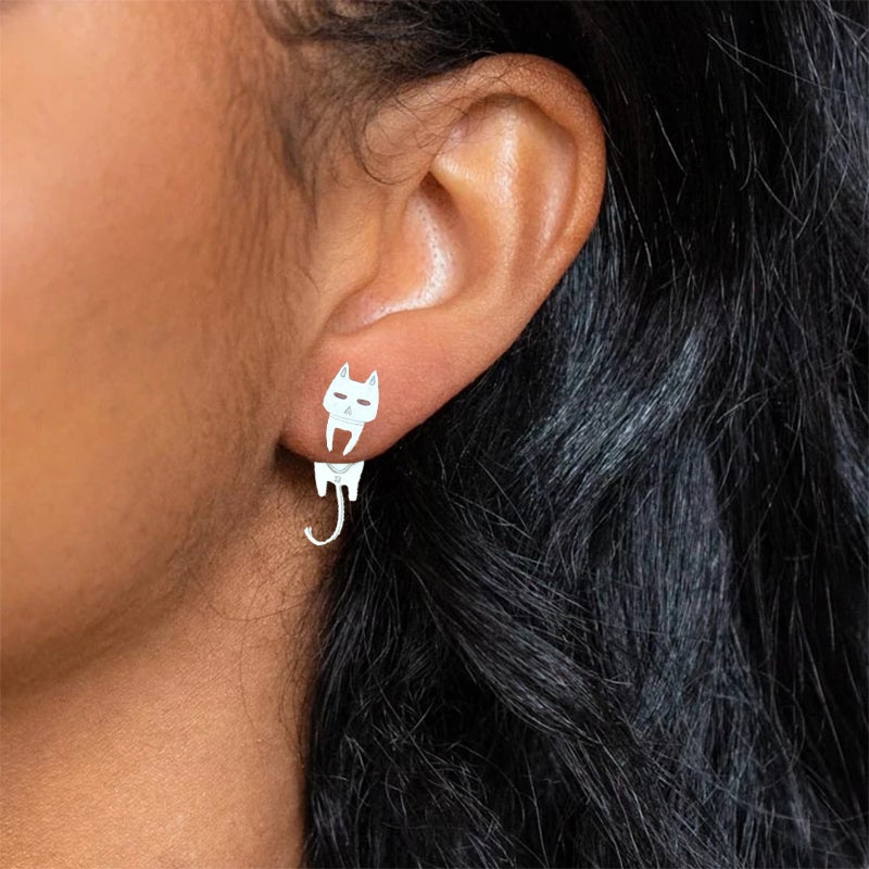 Boucle D'oreille Chat en argent