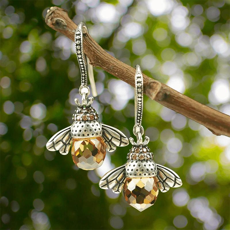 Boucles d'Oreilles "Abeille Dansante" en Argent Sterling