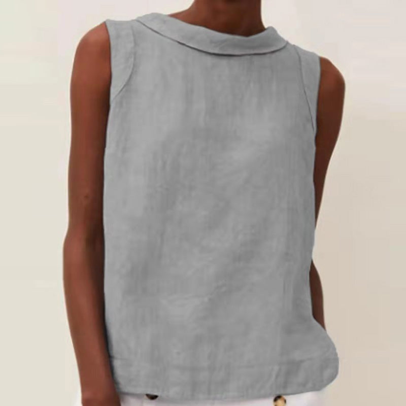 T-shirt Uni En Coton Et Lin