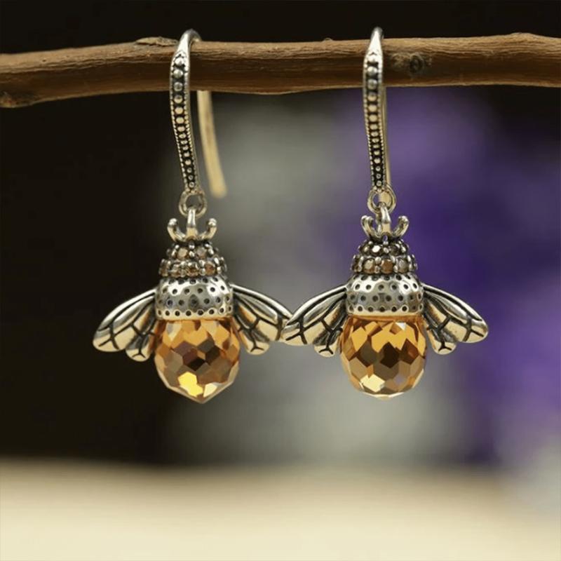 Boucles d'Oreilles "Abeille Dansante" en Argent Sterling