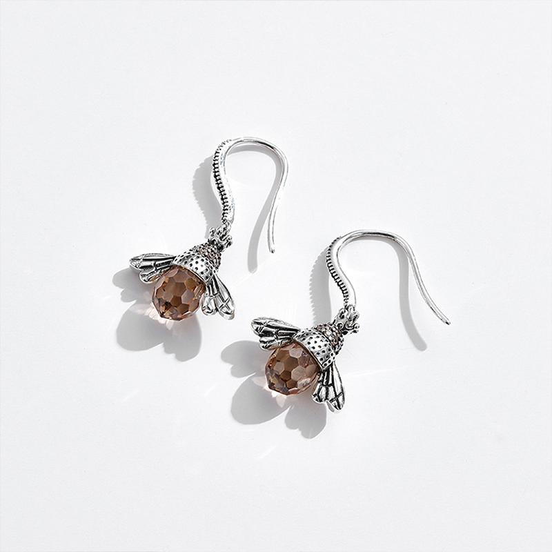 Boucles d'Oreilles "Abeille Dansante" en Argent Sterling