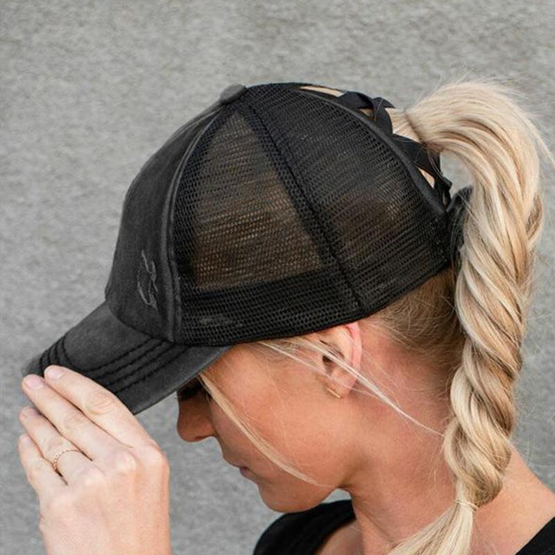 Casquette en Maille Croisée pour Cheveux en Queue de Cheval