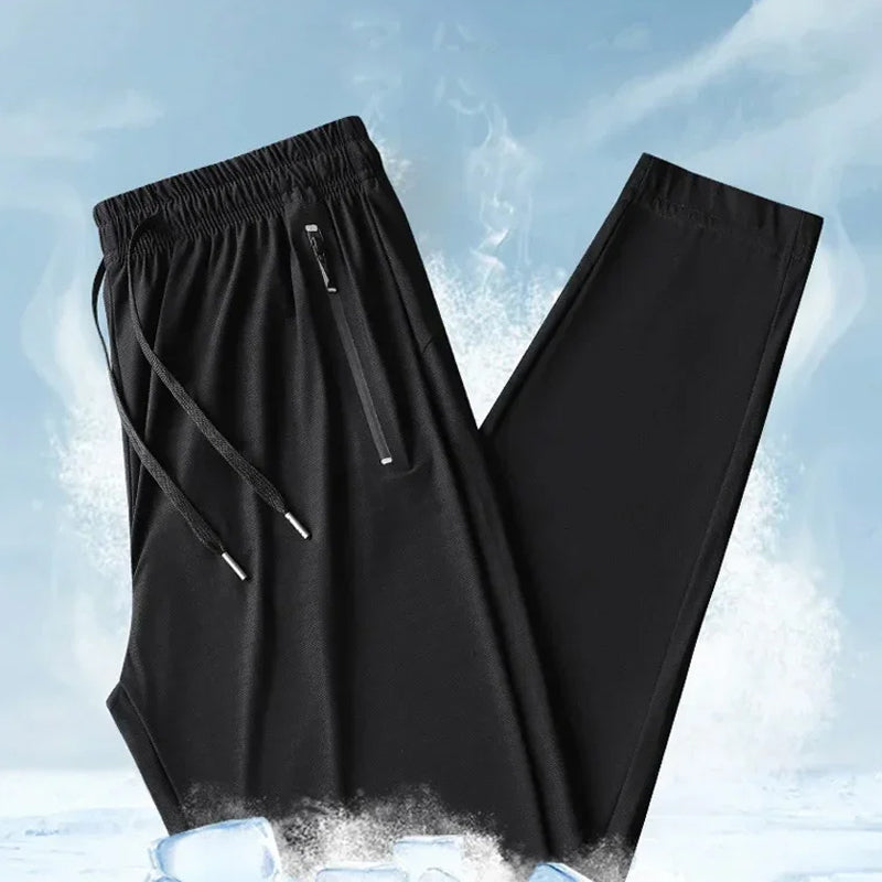 Pantalon zippé en soie glacée à séchage rapide pour hommes
