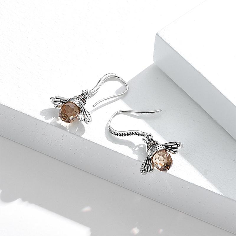 Boucles d'Oreilles "Abeille Dansante" en Argent Sterling