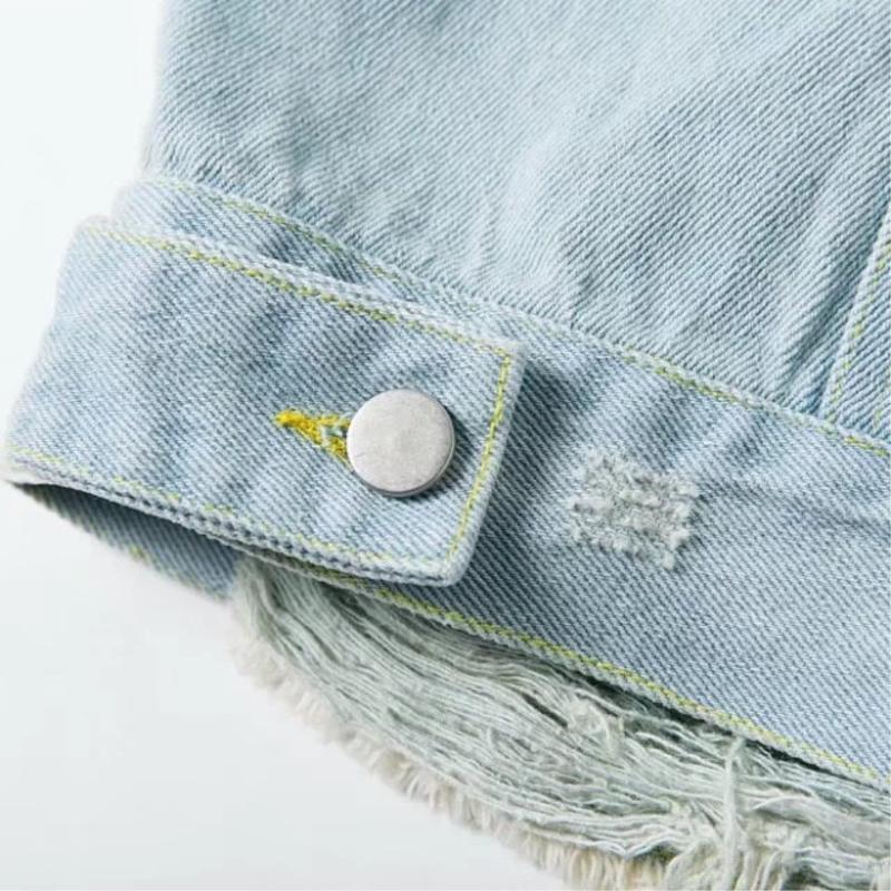 Denim Veste décontractée avec broderie - ciaovie