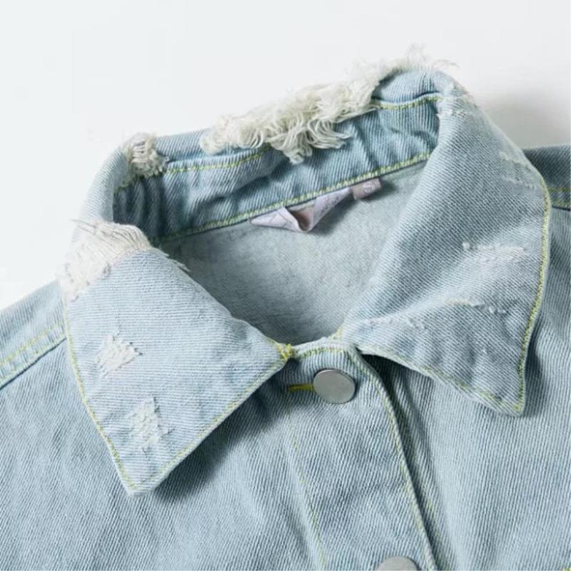 Denim Veste décontractée avec broderie - ciaovie