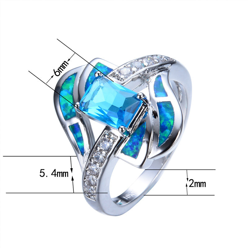 Bague Bleu Brillant en Zircon