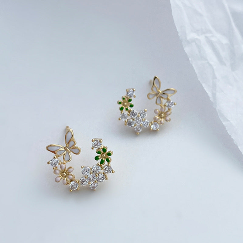 Boucles d'oreilles découpées fleur papillon vintage pour femmes