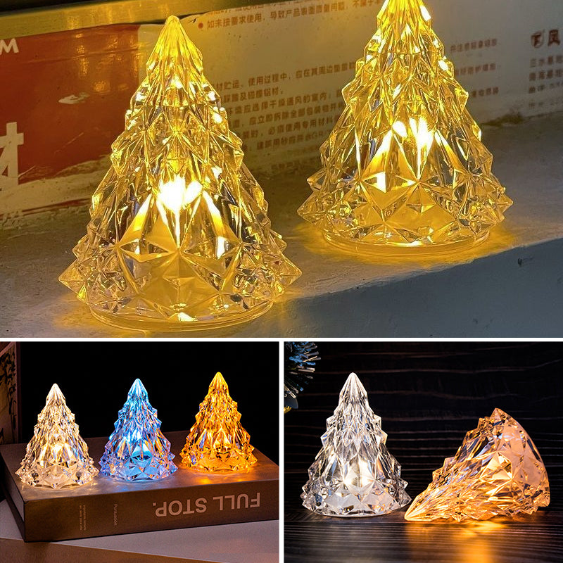 Mini Veilleuse de Sapin de Noël en Cristal à DEL