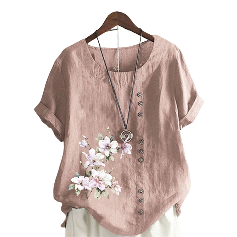 Chemise En Lin Et Coton A Fleurs